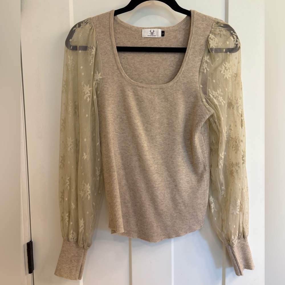 Homebody Oatmeal Puff Sleeve Sweater